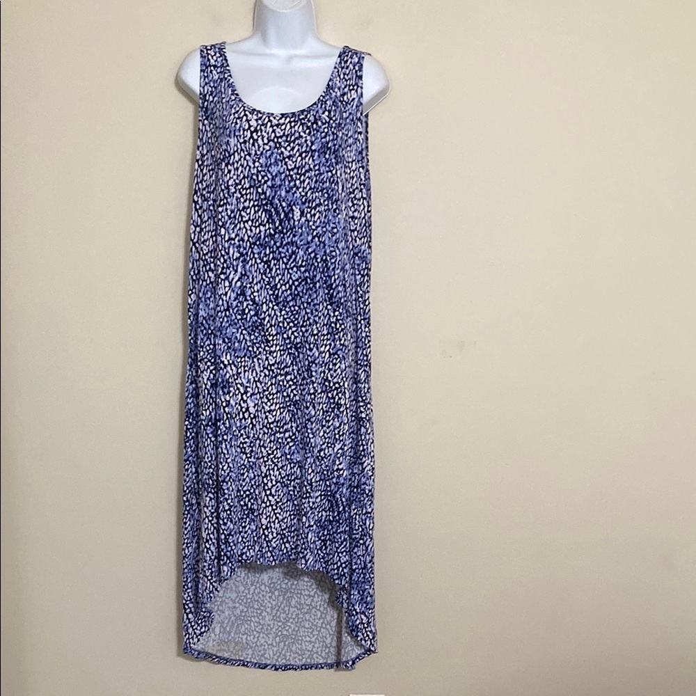 Sunday Anthologie Blue Patterned Sleeveless Dress women XL vacation beach soft